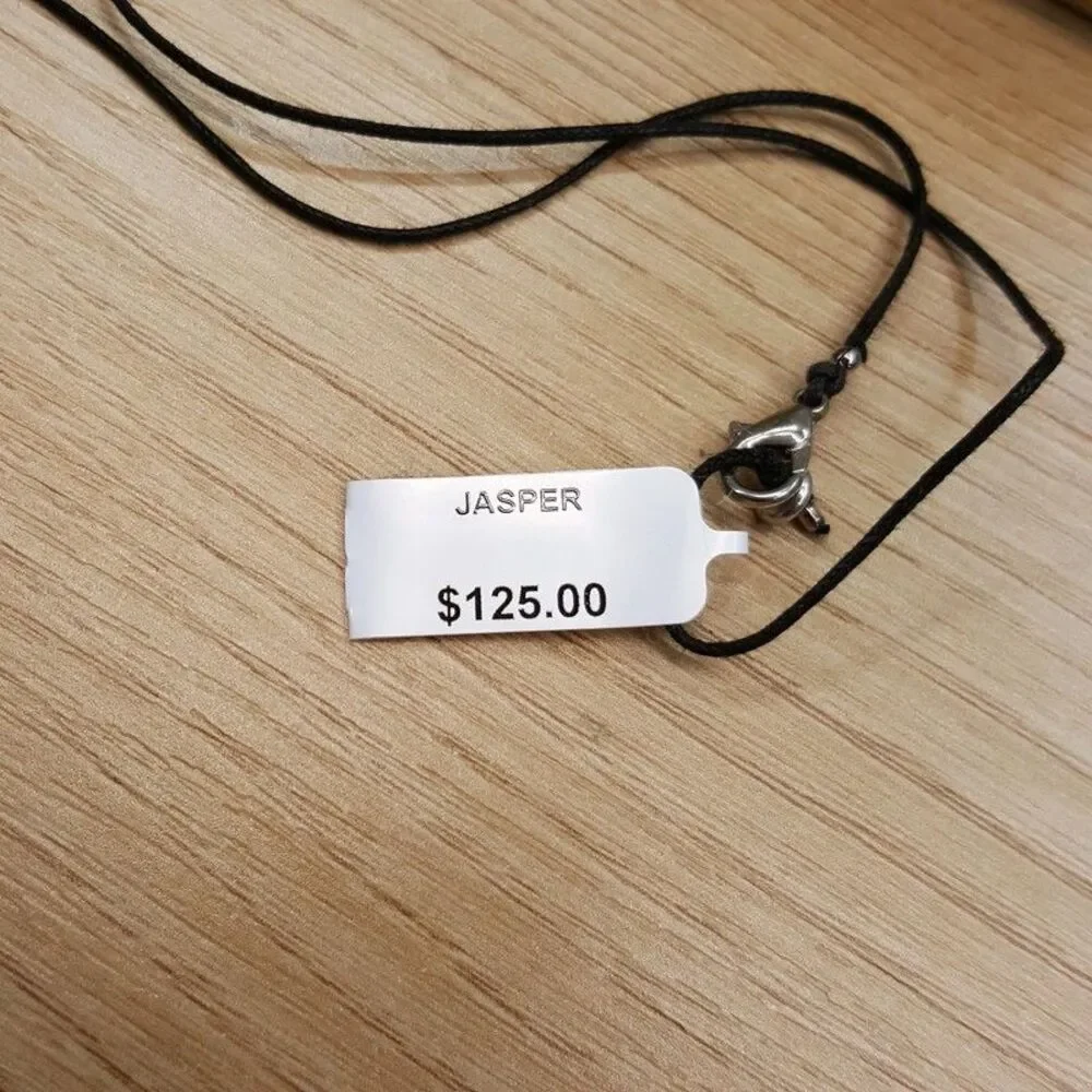 THE MONOTYPE Necklace Mixed Metal Silver Gold NYC Tag Leaf Charm Pendant JASPER